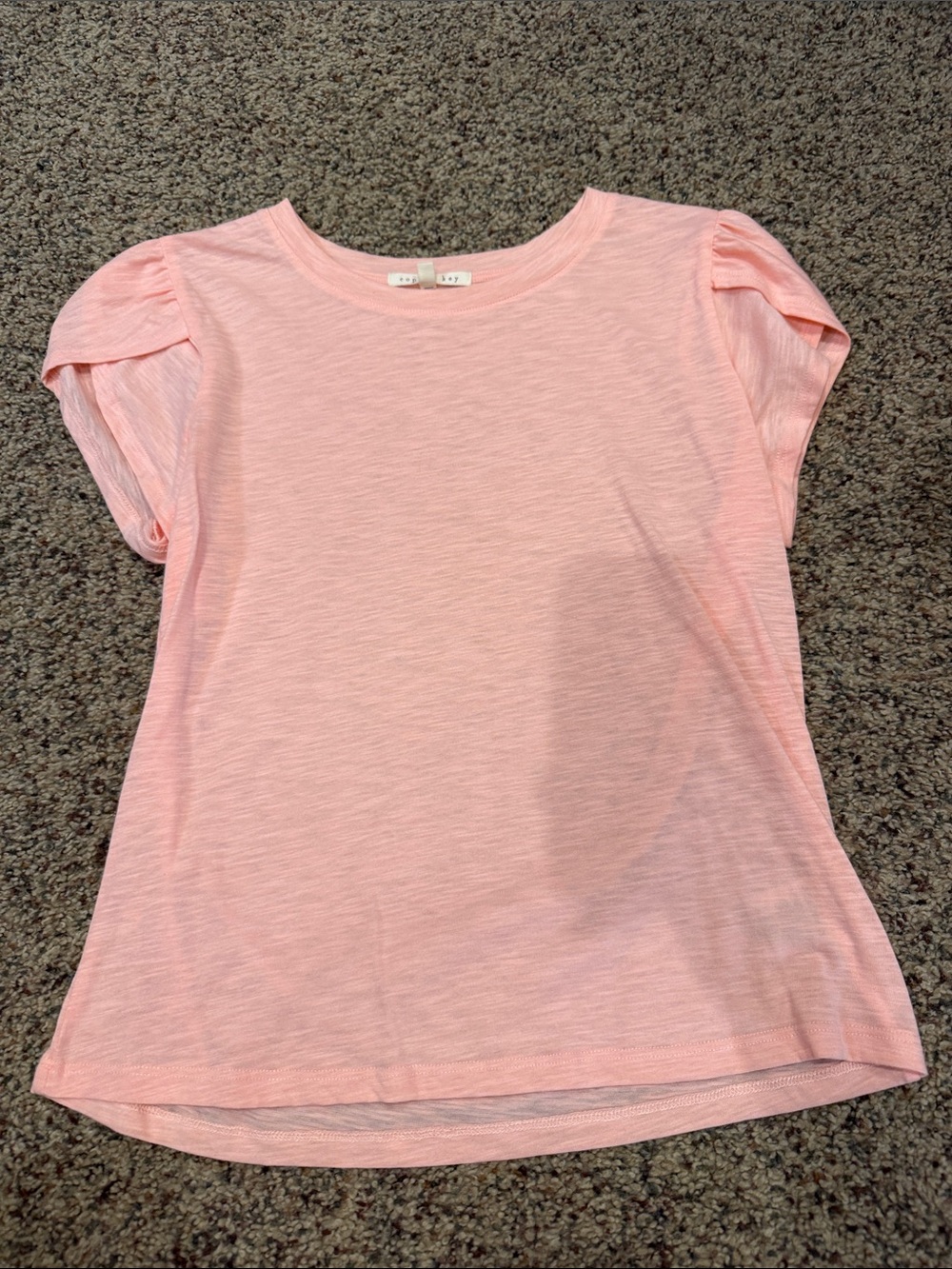 Copper Key Light Pink Short Sleeve Tee with Puff Shoulders